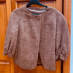 Wool blend beige cropped 3/4 sleeve jacket